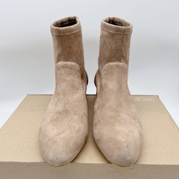 Stuart Weitzman Grace Ankle Boots Sock Bootie Block Heel Tan Suede US 8.5 -SPAIN - Picture 6 of 13